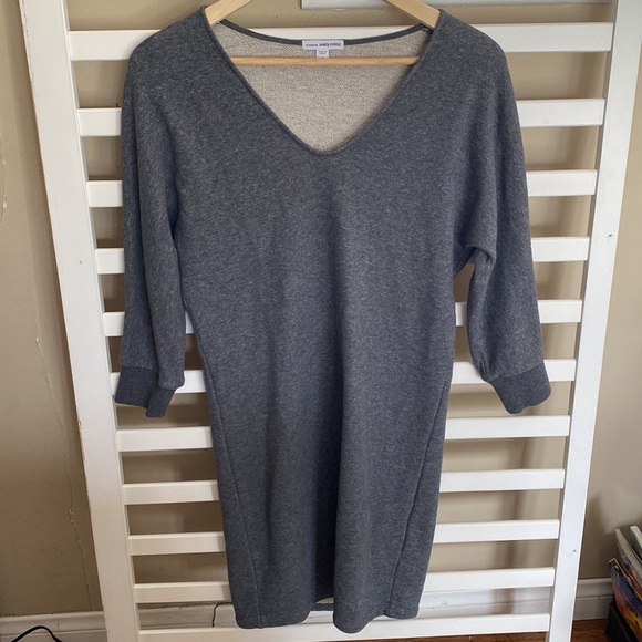 JAMES PERSE Gray Brushed Fleece Long Sleeve Dolman Dress Size 1 - Picture 7 of 17